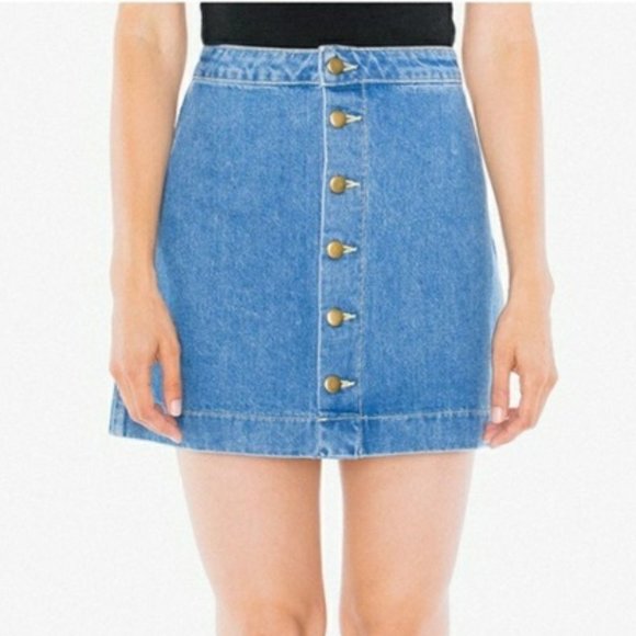 American Apparel Denim Button Down Mini Skirt - Picture 1 of 6